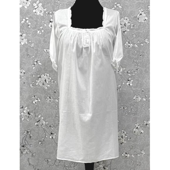 SoieRose 100% Cotton Victorian Short Nightgown with Lace Trim – SR-1222 - Picture 2 of 6